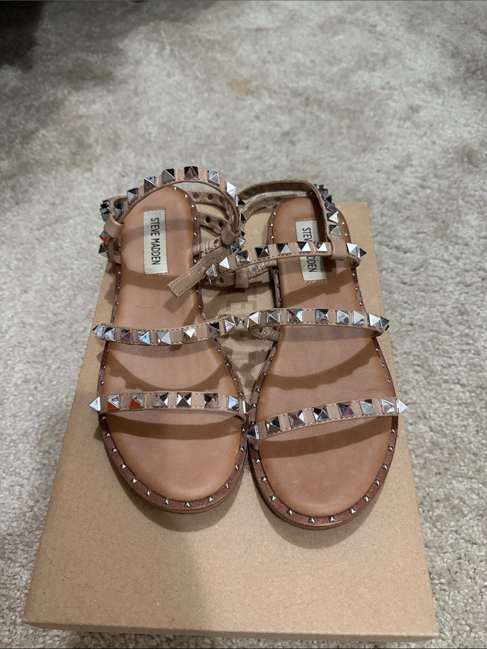 Steve Madden Tan Studded Leather Gladiator Sandals